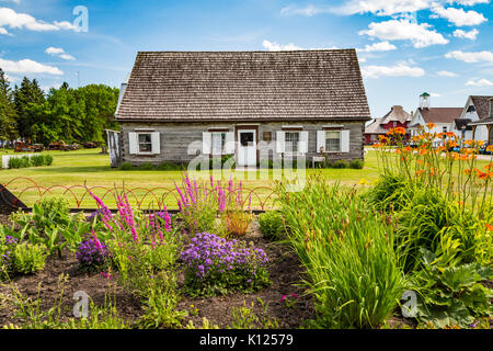 Un Mennonite Home au Pembina Threshermen's Museum, à Winkler, au Manitoba, Canada. Banque D'Images