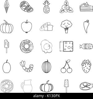 Feed Icons set style du contour, Illustration de Vecteur