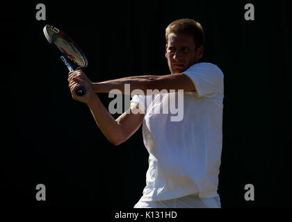 Florian Mayer de l'Allemagne dans l'action au Gentlemen's singles - tournoi de Wimbledon 2017 Banque D'Images