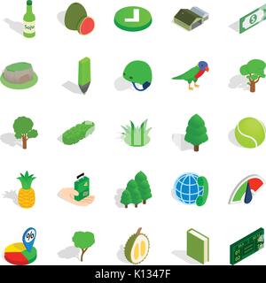 Arbres icons set, style isométrique Illustration de Vecteur