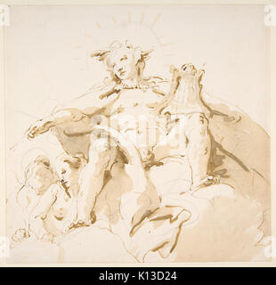 Apollo assis sur les nuages, les deux chiffres de gauche a rencontré DP811966 Banque D'Images