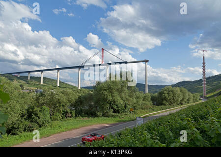 Chantier d'Hochmoselbruecke (Haute Moselle Pont) entre et Uerzig Zeltingen-Rachtig, Moselle, Allemagne Banque D'Images