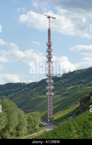 Chantier d'Hochmoselbruecke (Haute Moselle Pont) entre et Uerzig Zeltingen-Rachtig, Moselle, Allemagne Banque D'Images