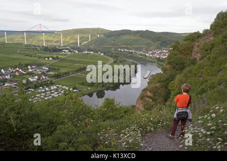 Avec le Hochmoselbruecke Uerzig inachevé (Haute Moselle Pont), de la Moselle, Rhénanie-Palatinat, Allemagne Banque D'Images