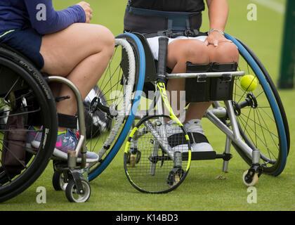 Détail de tennis en fauteuil roulant au Wimbledon Championships 2017 Banque D'Images