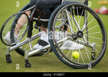 Détail de tennis en fauteuil roulant au Wimbledon Championships 2017 Banque D'Images