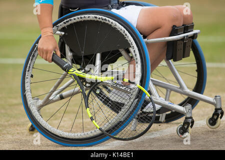 Détail de tennis en fauteuil roulant au Wimbledon Championships 2017 Banque D'Images