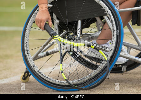 Détail de tennis en fauteuil roulant au Wimbledon Championships 2017 Banque D'Images