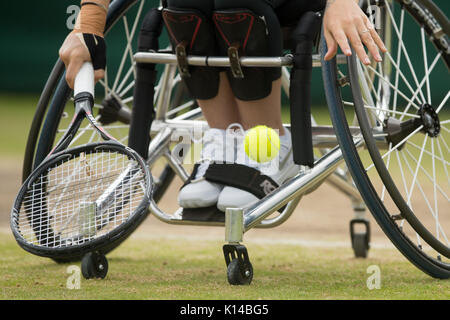 Détail de tennis en fauteuil roulant au Wimbledon Championships 2017 Banque D'Images