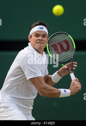 Milos Raonic du Canada au Wimbledon Championships 2017 Banque D'Images