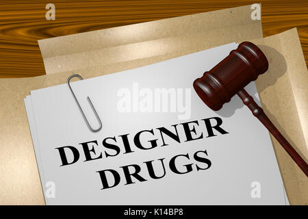 3D illustration de designer drugs titre sur document juridique Banque D'Images