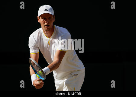 Tomas Berdych de la République tchèque à l'des célibataires - tournoi de Wimbledon 2017 Banque D'Images