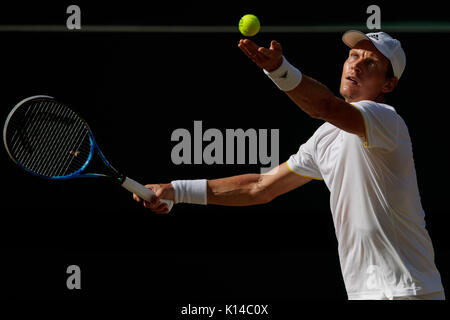 Tomas Berdych de la République tchèque à l'des célibataires - tournoi de Wimbledon 2017 Banque D'Images