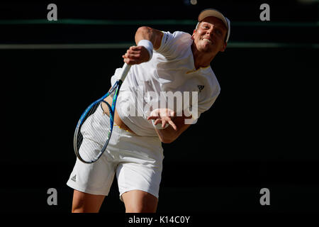 Tomas Berdych de la République tchèque à l'des célibataires - tournoi de Wimbledon 2017 Banque D'Images