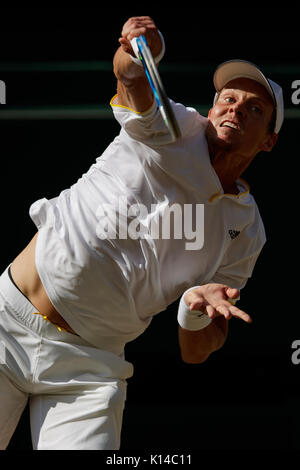 Tomas Berdych de la République tchèque à l'des célibataires - tournoi de Wimbledon 2017 Banque D'Images