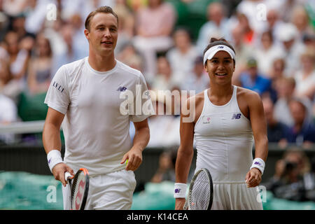 Heather Watson et Henri Kontinen lors de la finale du tournoi de Wimbledon 2017 - Banque D'Images