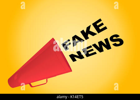 3D illustration de 'FAUSSE NEWS' title découlant d'un haut-parleur Banque D'Images