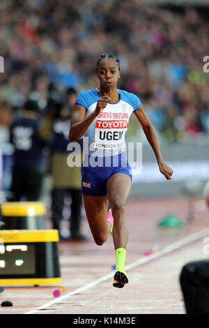 Lorraine UGEN (Grande-Bretagne) qui se font concurrence sur la qualification de saut en longueur femmes B au 2017, championnats du monde IAAF, Queen Elizabeth Olympic Park, Stratford, London, UK. Banque D'Images