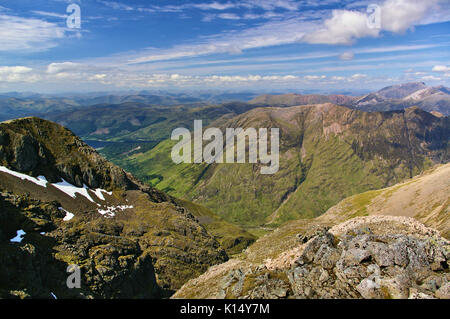 Vue sur Glen Coe vers Ben Nevis, les highlands écossais Banque D'Images