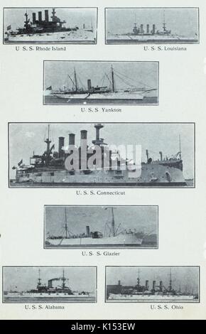 Collage des cuirassés de la marine des États-Unis, y compris la flotte de l'Atlantique l'USS Ohio, USS Alabama, et USS Louisiane, 1897. À partir de la Bibliothèque publique de New York. Banque D'Images