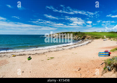 Donnant sur la plage de sable doré de la plage des Sables bitumineux à pied Leas Thurlestone Angleterre Devon UK Europe Banque D'Images