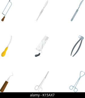 Accessoire de chirurgie, style plat icon set Illustration de Vecteur