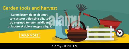 Outils de jardin et de récolte banner concept horizontal Illustration de Vecteur