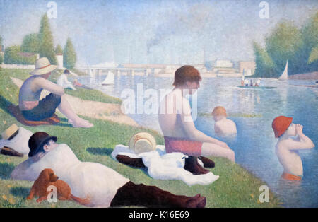 Baigneurs à Asnières, 1884 - Georges Seurat Banque D'Images