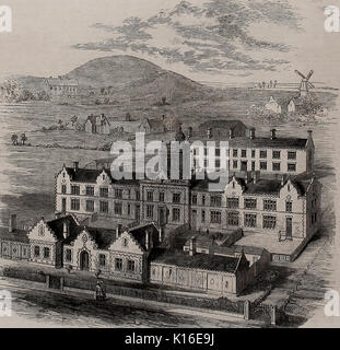 Birdseye view of Scarborough Nouveau Workhouse, 1859 Banque D'Images