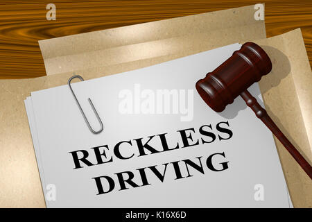 3D illustration de 'RECKLESS DRIVING' title sur document juridique Banque D'Images