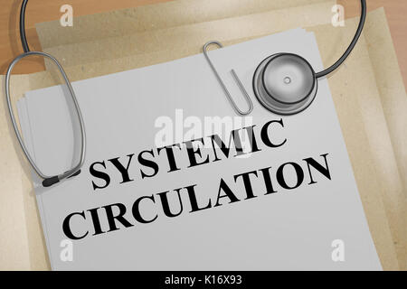 Illustration 3D de la circulation "systémique" titre sur un document médical Banque D'Images