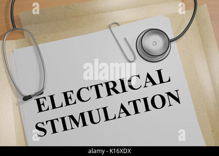 3D ILLUSTRATION DE LA STIMULATION ÉLECTRIQUE 'Titre' sur un document médical Banque D'Images