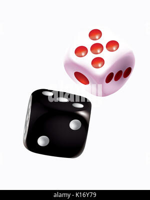 Dés avec points de couleurs isolées nombre Banque D'Images