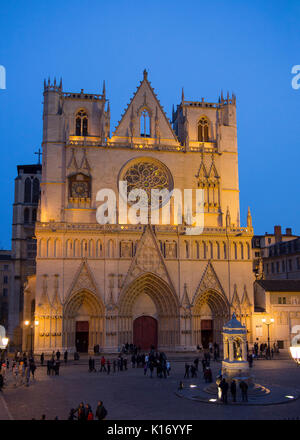 Cathédrale Primatiale Saint-Jean-Baptiste-et-Saint-Étienne, Lyon, France. Banque D'Images