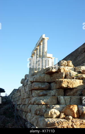 Temple de Poséidon au Cap Sounion, en Grèce Banque D'Images