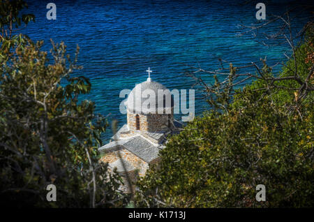 Petite église sur Athos Banque D'Images