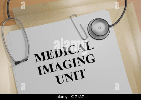 3D illustration de 'Medical imaging unit' titre sur un document Banque D'Images
