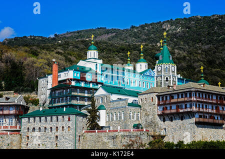 Monastère Saint-panteleimon, péninsule Athos, Athos, Chalkidiki, Grèce Banque D'Images