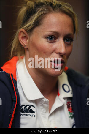 L'Angleterre Natasha Hunt au cours de la conférence de presse à Clayton Hotel, Belfast, avant la Coupe du Monde féminine finale entre l'Angleterre et la Nouvelle-Zélande demain soir. Banque D'Images