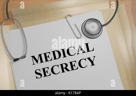 3D illustration de secret médical' titre de documents médicaux. Concept d'éthique. Banque D'Images