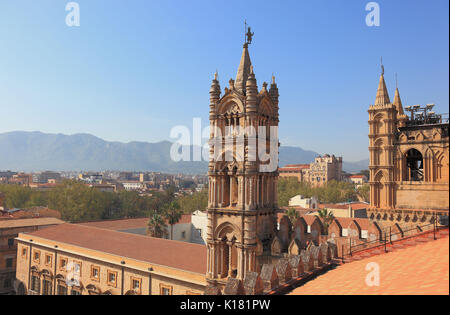 La Sicile, Palerme ville la cathédrale Maria Santissima Assunta, vue depuis le toit de la cathédrale, l'UNESCO Banque D'Images