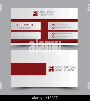 Carte de visite modèle de conception de l'entreprise corporate style. Couleur rouge. vector illustration. Illustration de Vecteur