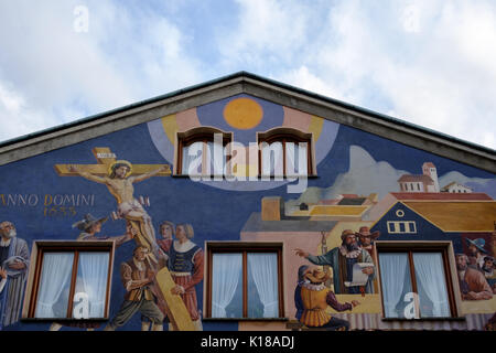 Maison décorée à Oberammergau, Bavière, Allemagne Banque D'Images