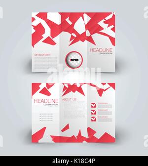 Maquette brochure modèle de conception pour les affaires, l'éducation, de la publicité. trifold modifiable livret version vector illustration. couleur rouge. Illustration de Vecteur