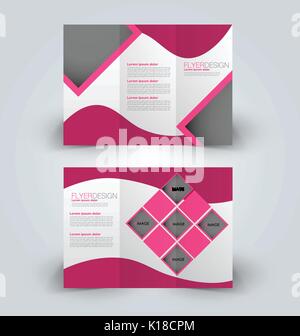 Maquette brochure modèle de conception pour les affaires, l'éducation, de la publicité. trifold brochure version modifiable. vector illustration couleur rose. Illustration de Vecteur