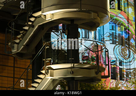 Projection de lumière sur haus huth, Potsdamer Platz, Berlin, Allemagne Banque D'Images