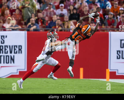 Tampa, Floride, USA. Août 26, 2017. Cleveland Browns receveur Corey Coleman (19) fait une prise au 1er semestre dans le jeu entre les Cleveland Browns et les Tampa Bay Buccaneers chez Raymond James Stadium de Tampa, Floride. Del Mecum/CSM Crédit : Cal Sport Media/Alamy Live News Banque D'Images