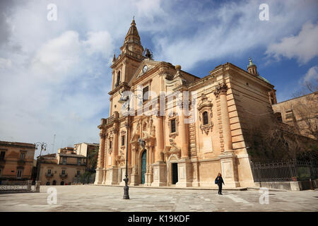 La Sicile, la Ville de Raguse, district de Ragusa Superiore, Cathédrale de San Giovanni Battista de la ville haute Banque D'Images