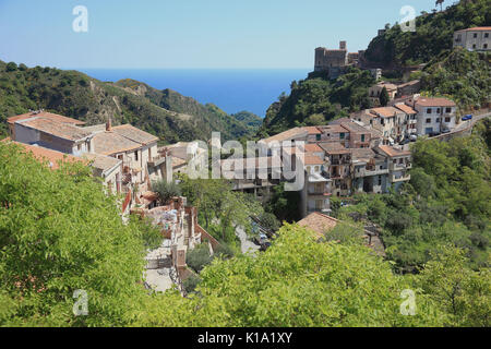 La Sicile, vue du village de Savoca Banque D'Images