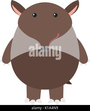 Tapir marron sur fond blanc illustration Illustration de Vecteur